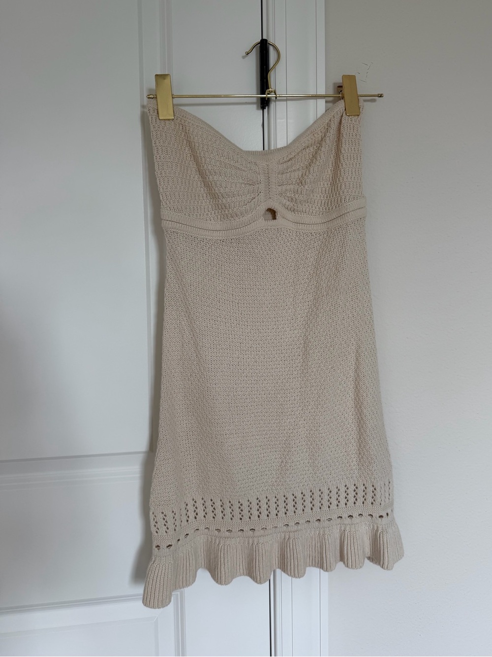 Freshman Strapless Knit Dress in Cream